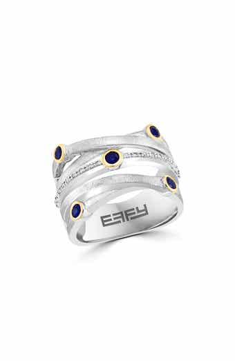 Sterling Silver Sapphire & Diamond Band Ring