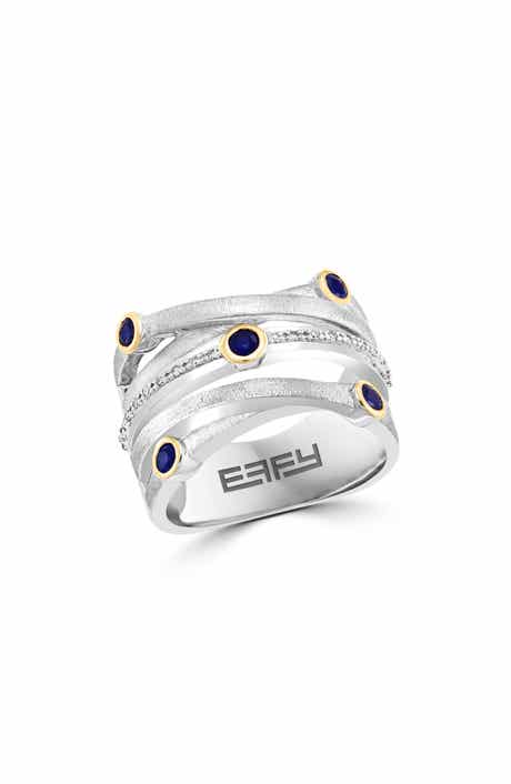Sterling Silver Sapphire & Diamond Band Ring