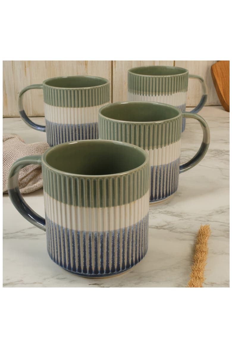 Set of 4 Tricolor Mugs, Alternate, color, OLIVE
