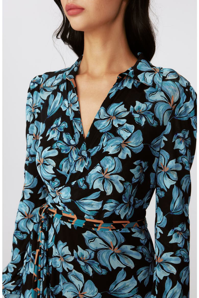 Phoenix Reversible Long Sleeve Midi Dress, Alternate, color, GEO TURQUOISE/ OPERA FLORAL