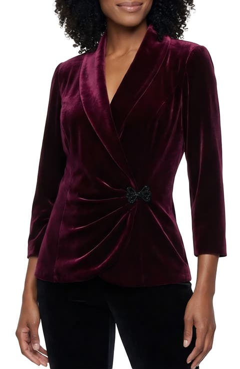 Stretch Velvet Surplice Top
