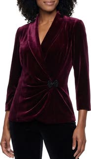 Alex Evenings Stretch Velvet Surplice Top