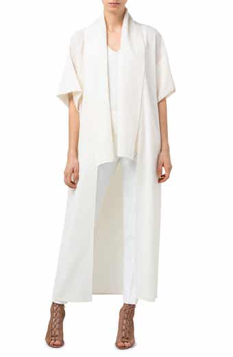 Akirs Short Sleeve Long Wool Crepe Jacket