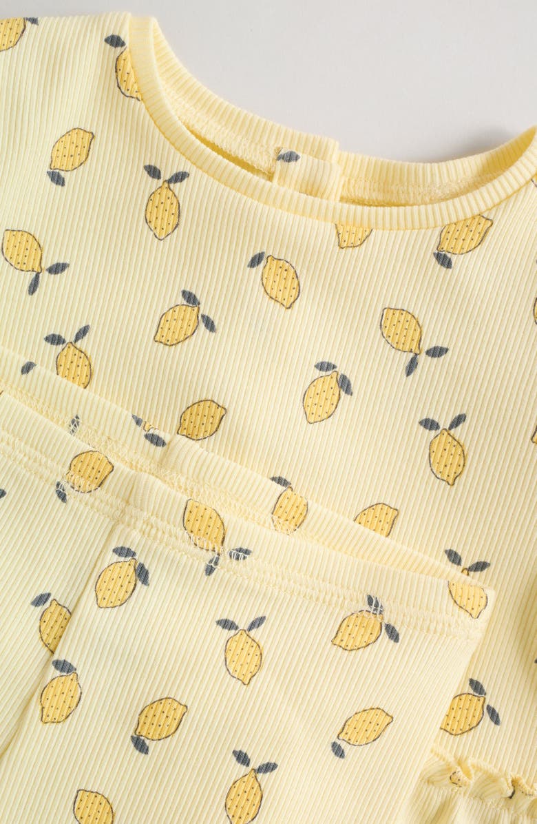 NEXT Lemon Print Peplum Top & Leggings Set, Alternate, color, Yellow