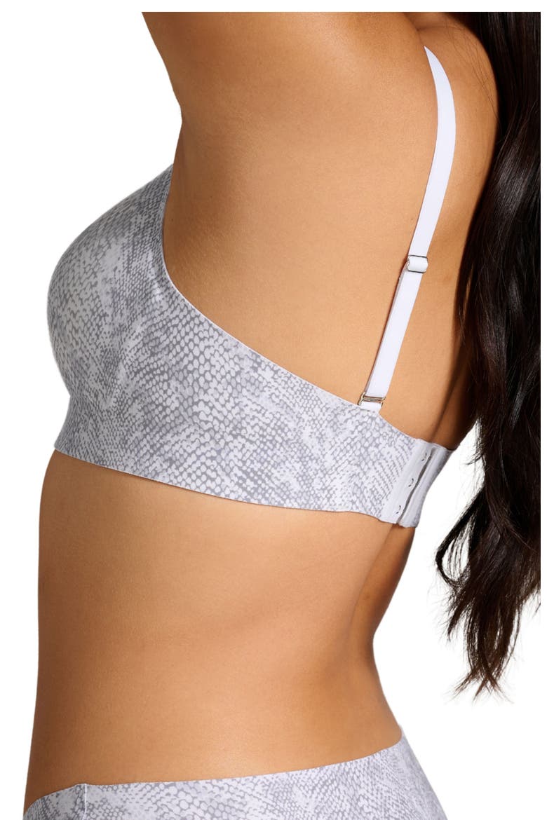 Organic Cotton No-Show V-Neck Foam Bra, Alternate, color, Grey Snake Print