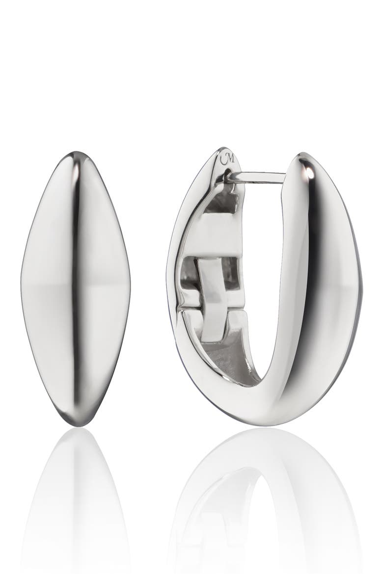 Points North Sterling Silver Huggie Hoop Earrings, Main, color, STERLING SILVER
