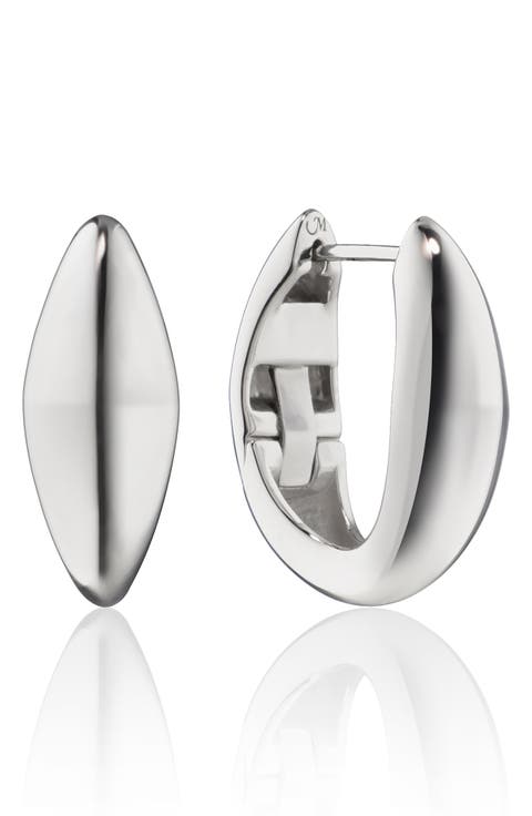 Points North Sterling Silver Huggie Hoop Earrings