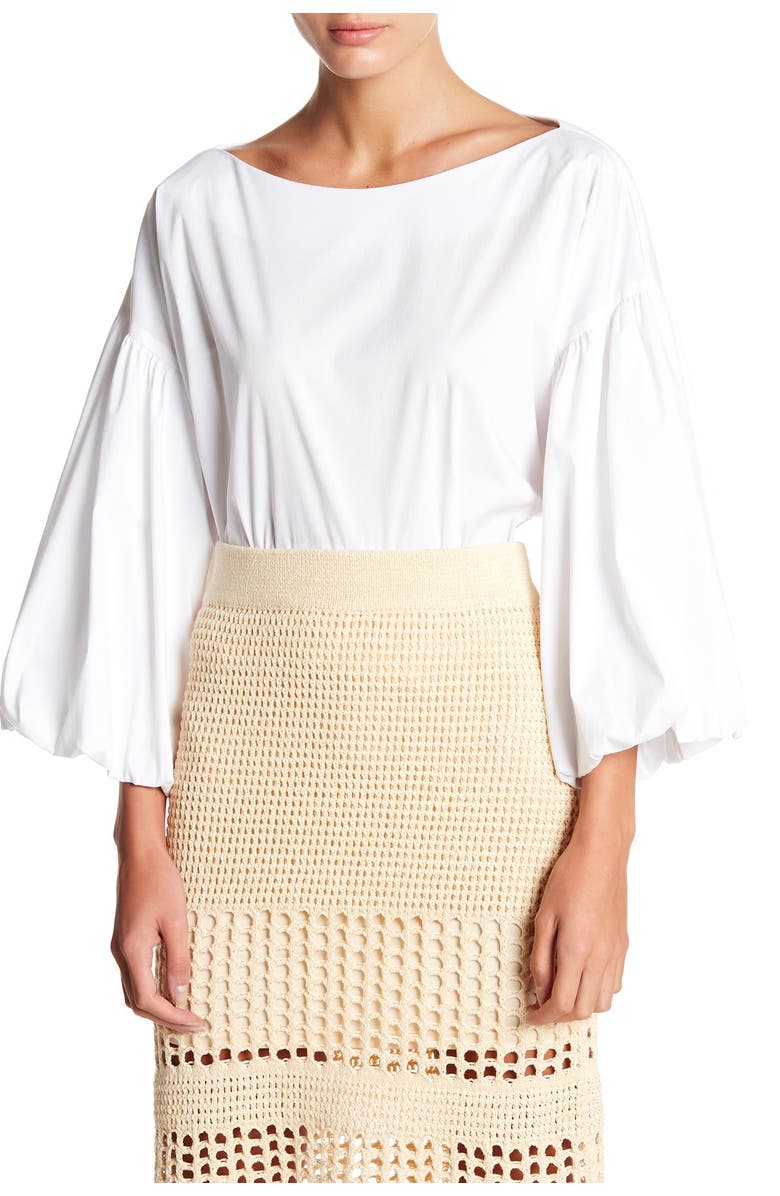 BCBGMAXAZRIA Shirred Puff Sleeve Blouse, Alternate, color, 