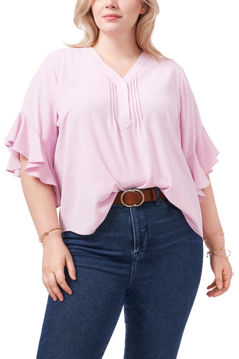 Flutter Sleeve Blouse, Main, color, CORSAGE PINK