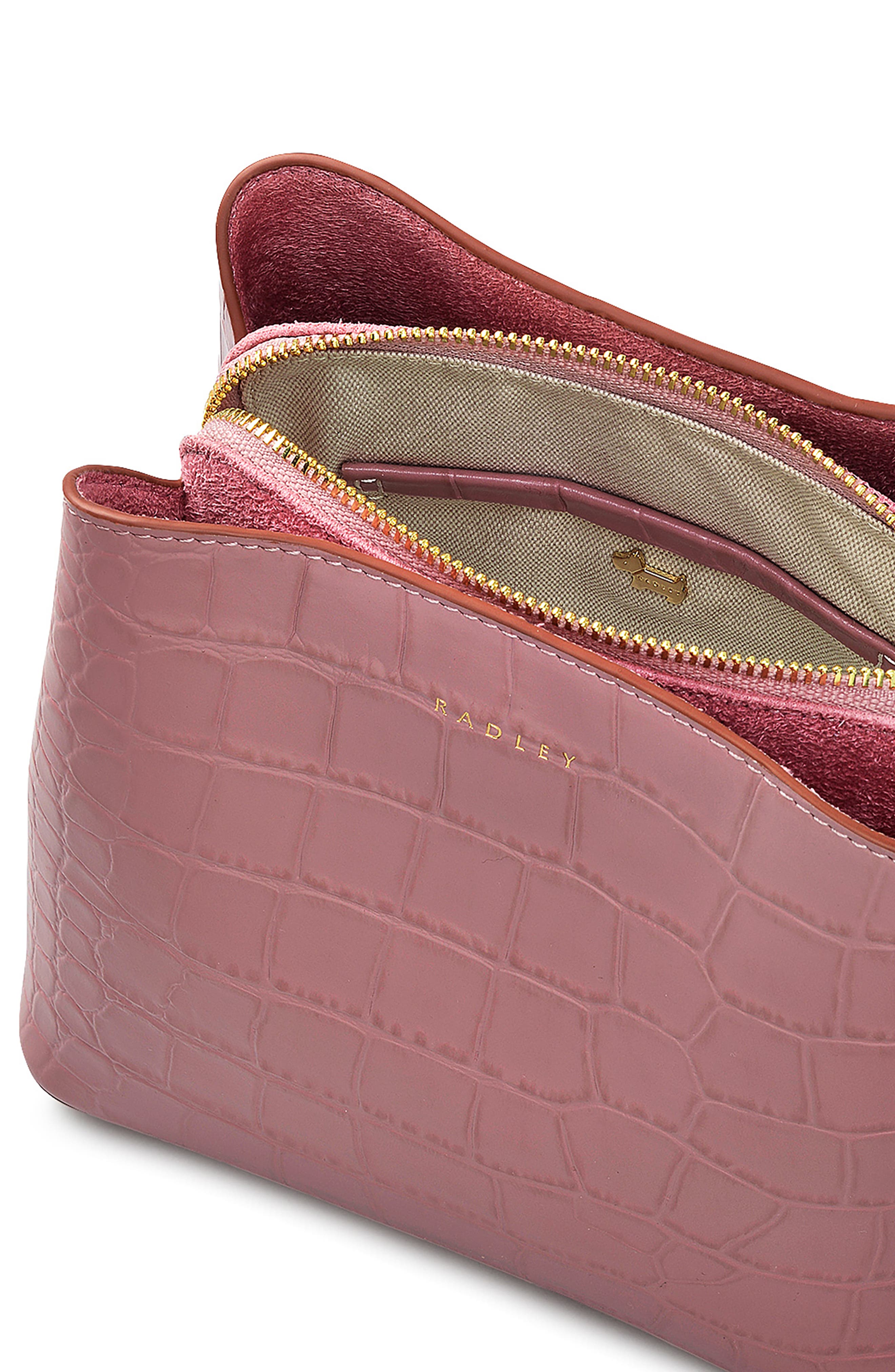 Radley Dukes Place - Faux Croc Small Compartment Crossbody Bag, Alternate, color, French Rose