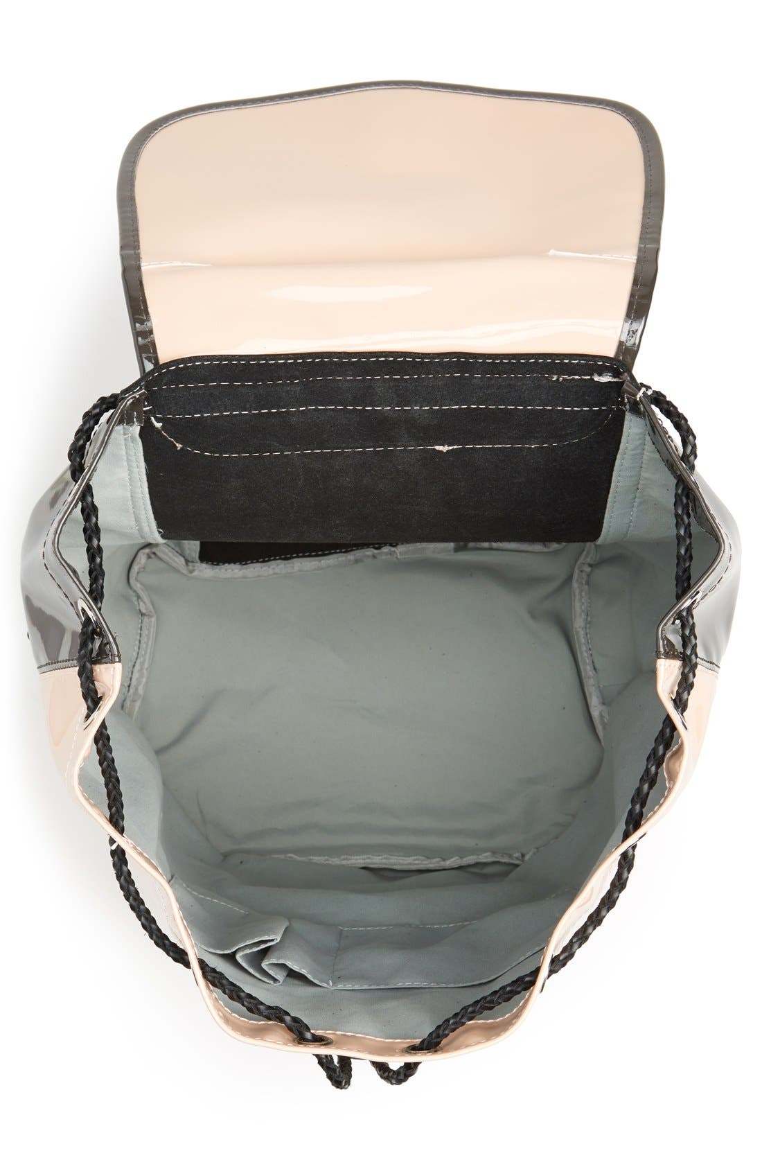 'Minjun' Faux Patent Leather Backpack, Alternate, color, BLUSH/ SLATE