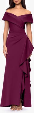 Xscape Evenings Off the Shoulder Scuba Mermaid Gown