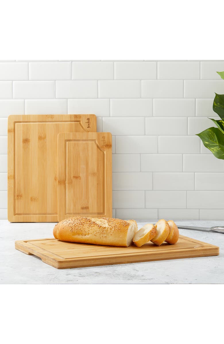 JoyJolt Set of 3 Multisize Bamboo Cutting Boards, Alternate, color, Brown