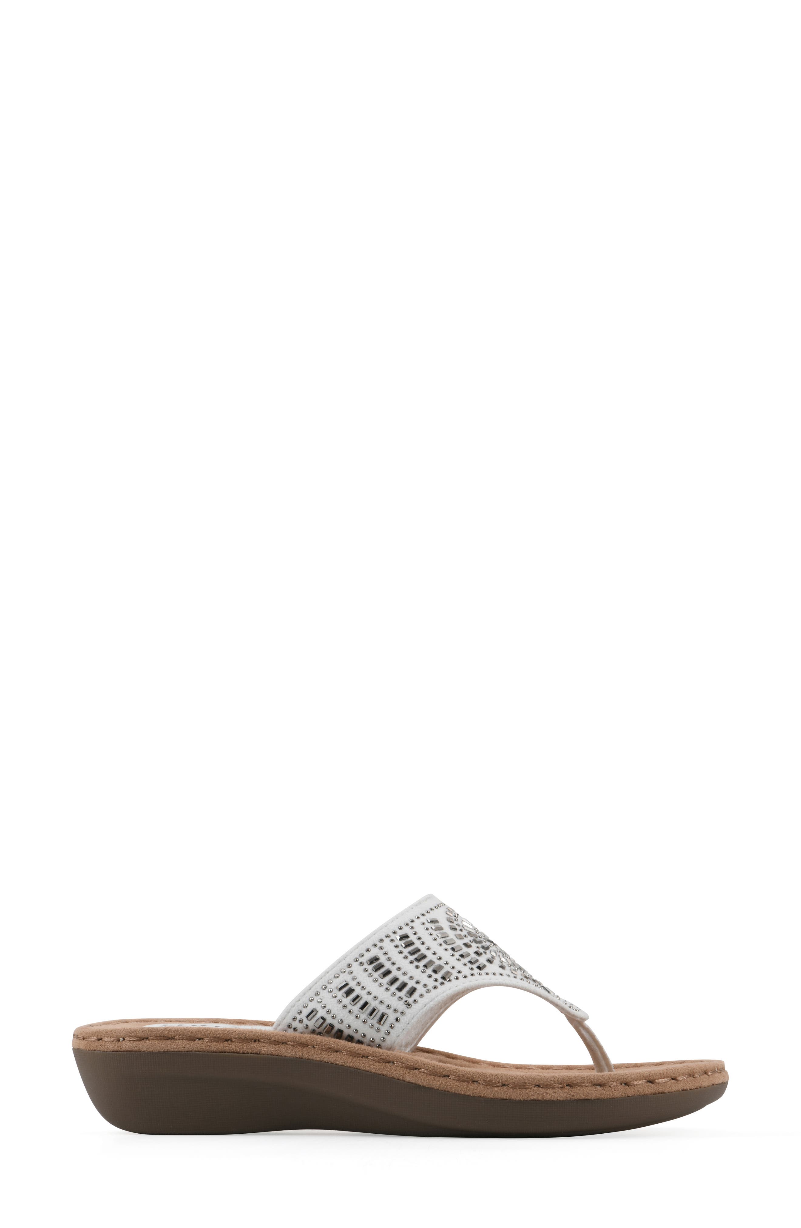Cienna Thong Sandal - Wide Width, Alternate, color, WHITE FABRIC