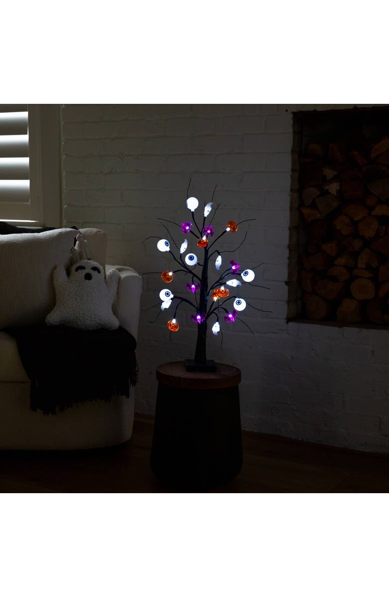 NEARLY NATURAL 2-Ft Pre-Lit Artificial Halloween Eyeballs, Ghosts, Bats 
Pumpkins 24 LED Lighted Ornament Tree, Alternate, color, Black