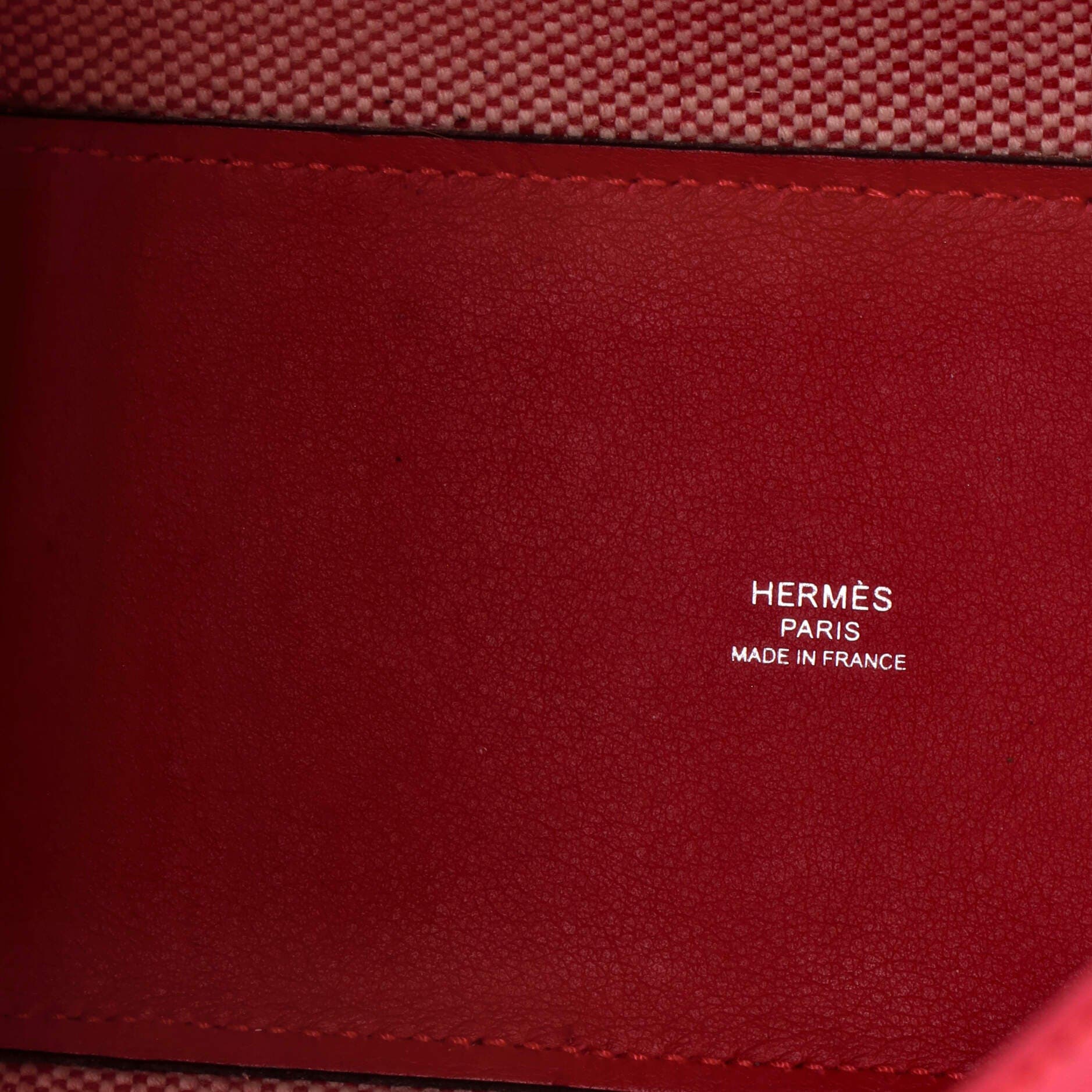 Cabas H en Biais Tote Canvas with Leather 27, Alternate, color, Framboise