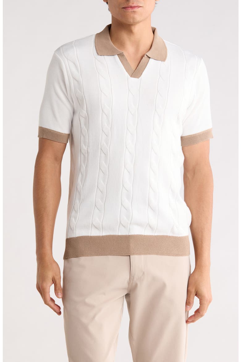 Johnny Collar Knit Polo Sweater, Main, color, WHITE