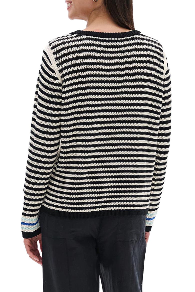 Pointelle Stripe Sweater, Alternate, color, BLACK