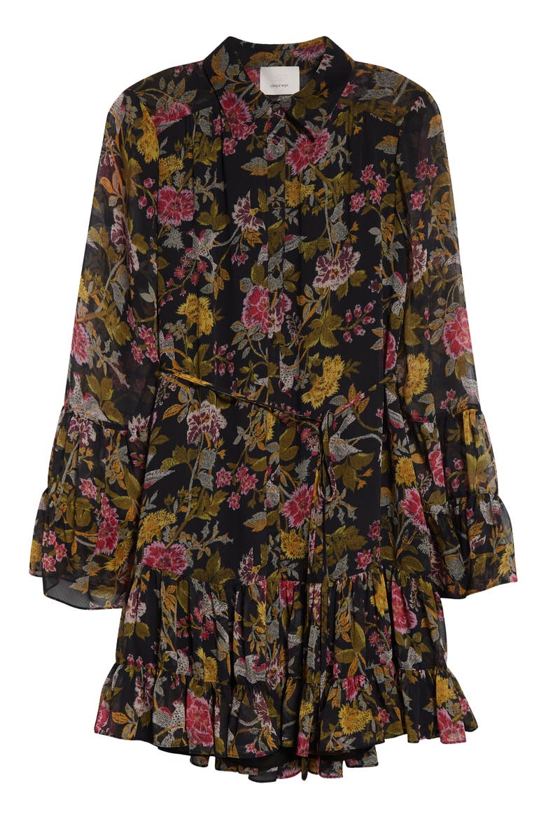 Lyra Hannah Floral Long Sleeve Minidress, Alternate, color, BLACK MULTI