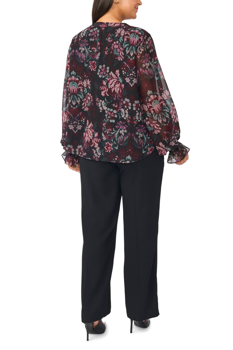 Split Neck Long Sleeve Top, Alternate, color, RICH BLACK