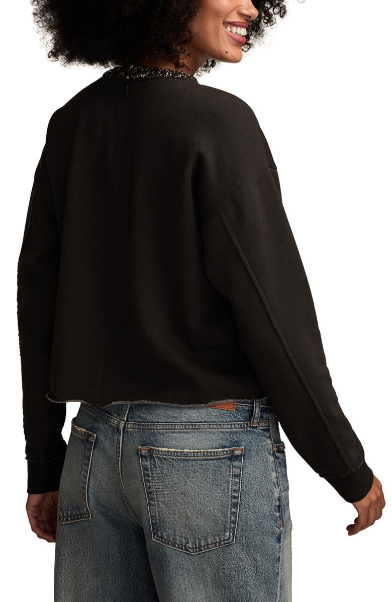 Lucky Brand Beaded Crewneck Sweatshirt, Alternate, color, Black