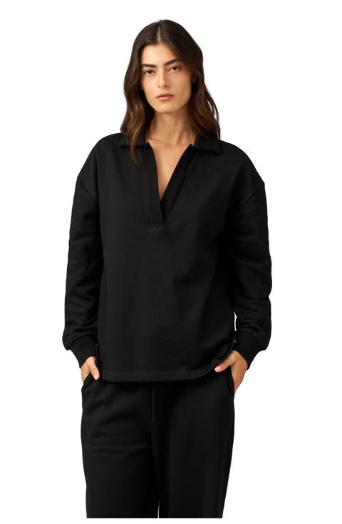 Cozy Coast Airport Collared V Neck Sweatshirt