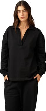 Gottex Beach Life Cozy Coast Airport Collared V Neck Sweatshirt