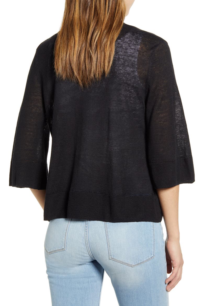 Lea Linen Cardigan, Alternate, color, BLACK