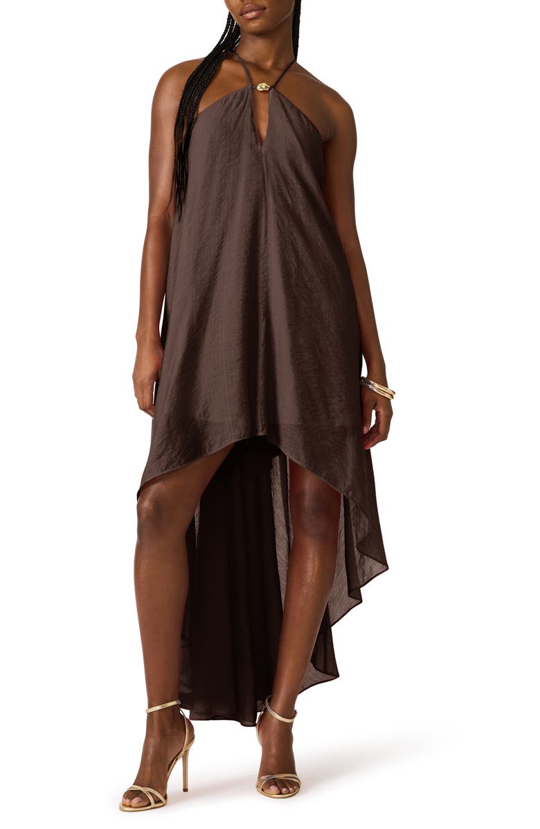 Steve Madden Suzanne High-Low Dress, Main, color, Walnut