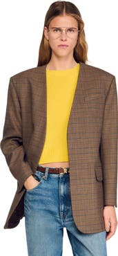 SANDRO Oversized checked jacket