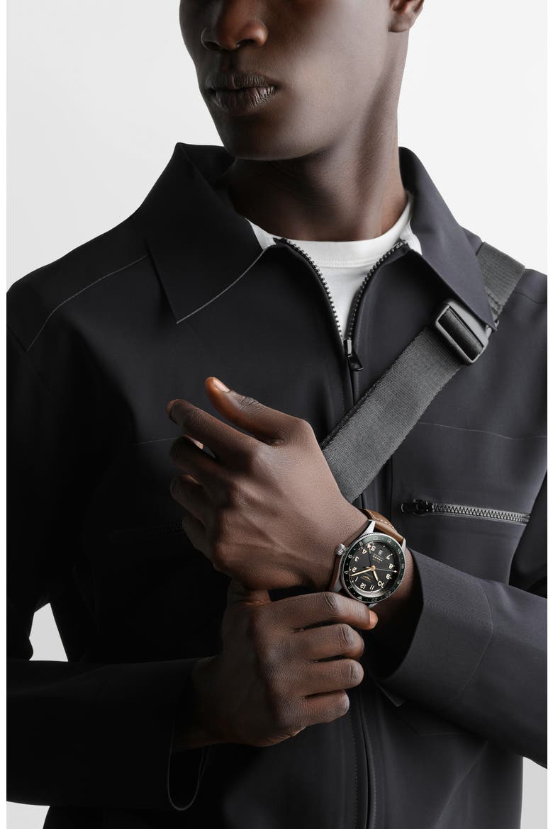Master Automatic Leather Strap Watch, 40mm, Alternate, color, ANTHRACITE