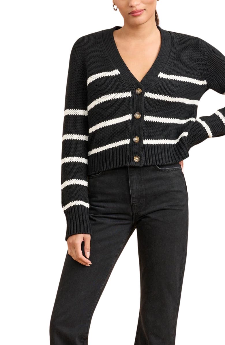 La Ligne Mini Marina Cardigan, Alternate, color, Black/Cream