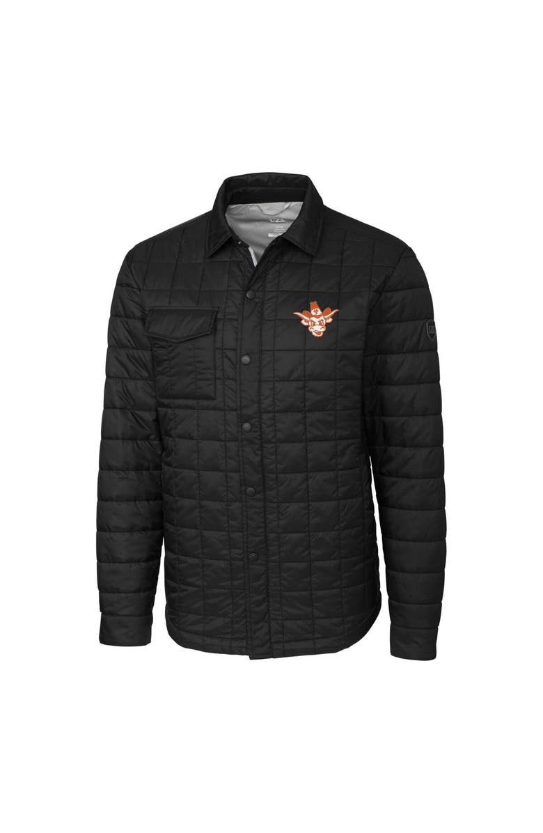 Cutter & Buck Men's Cutter & Buck Black Texas Longhorns Vault Rainier PrimaLoft Eco Insulated Quilted Button-Up Shacket, Alternate, color,