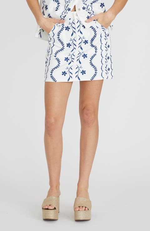 Floral Embroidered Miniskirt