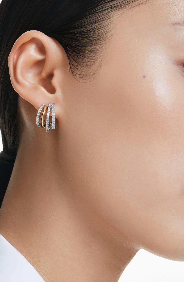 Swarovski Hyperbola Hoop Earrings, Alternate, color, Silver