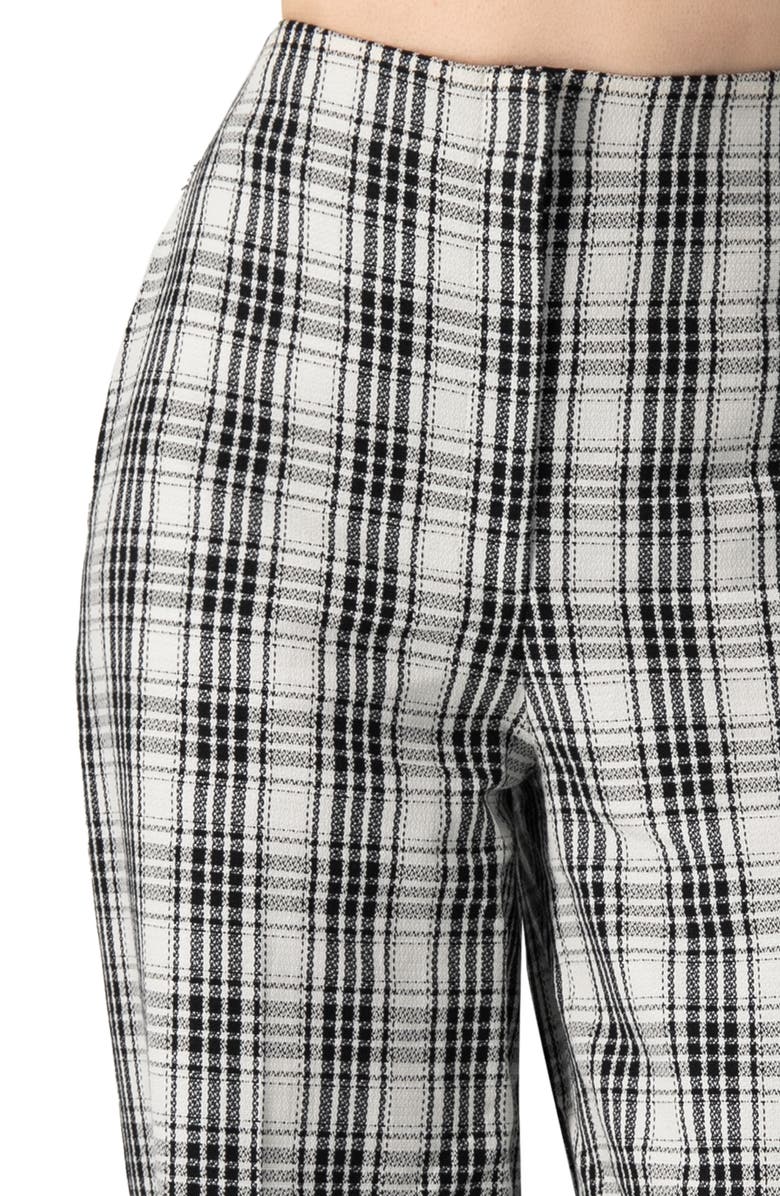 IVONNE Tailored Straight-Leg Pants in Black and White Plaid, Alternate, color, Black