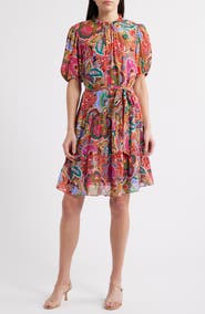 Julia Jordan Ruffle Tie Belt Crinkle Shirtdress