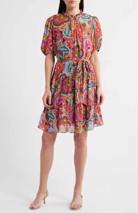 Ruffle Tie Belt Crinkle Shirtdress