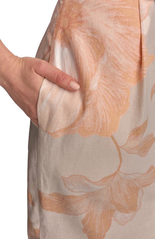 Donna Karan New York Belted Linen Blend Shirtdress In Scallop Shell Apricot