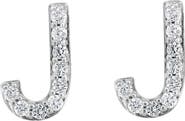 EFFY Sterling Silver Diamond 'J' Initial Stud Earrings