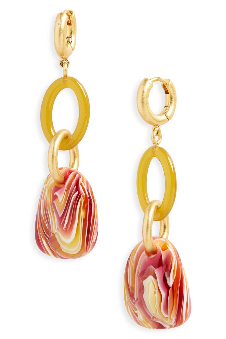 Resin Link Hoop Earrings, Main, color, ALOHA GOLD MULTI