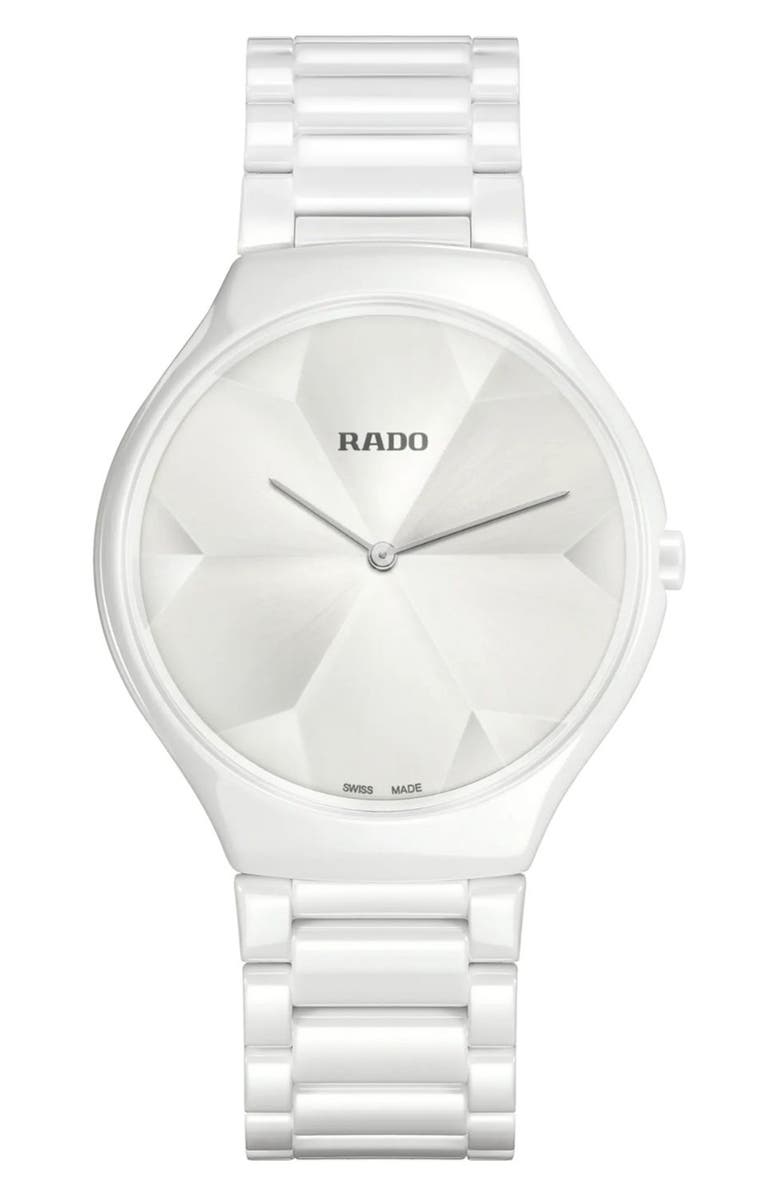 RADO True Thinline x Great Gardens of the World Ceramic Bracelet Watch, 39mm, Main, color, 