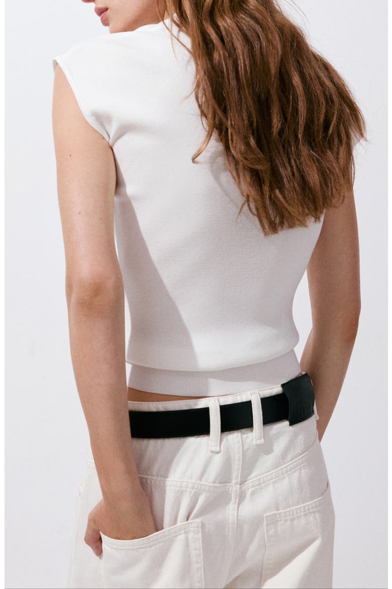 V-Neck Knit Top, Alternate, color, WHITE