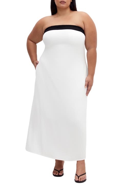 Lina Contrast Detail Strapless Dress (Plus)