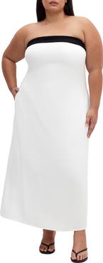 City Chic Lina Contrast Detail Strapless Dress
