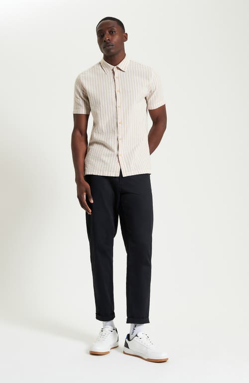 Ben Sherman Stripe Seersucker Button-up Shirt In Sand