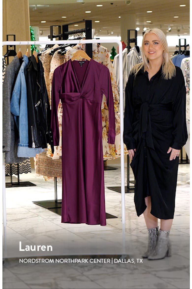 Twist V-Neck Long Sleeve Midi Dress video