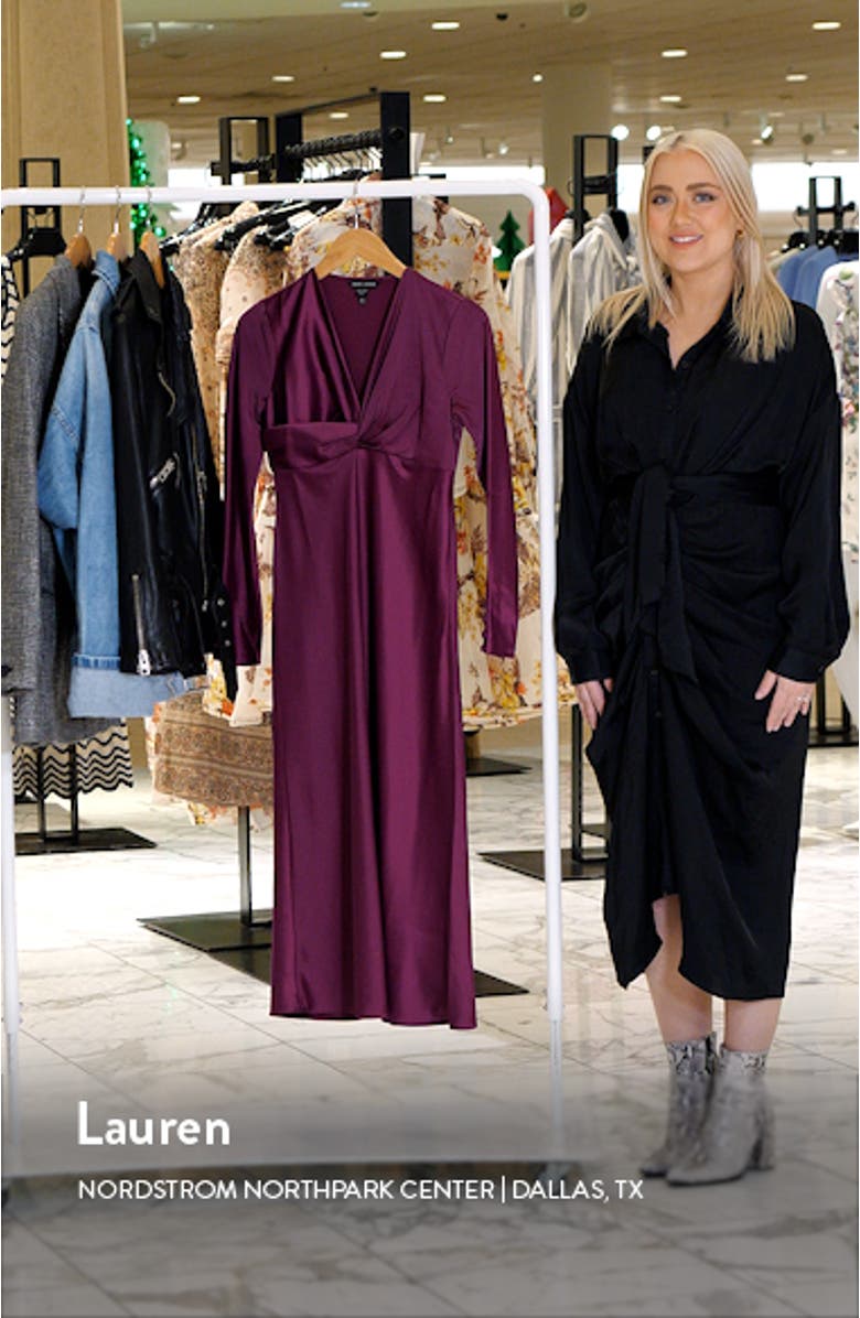 Twist V-Neck Long Sleeve Midi Dress, sales video thumbnail