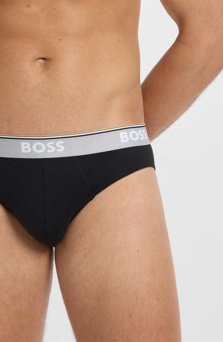 BOSS Assorted 3-Pack Power Stretch Cotton Briefs, Alternate, color, Black
