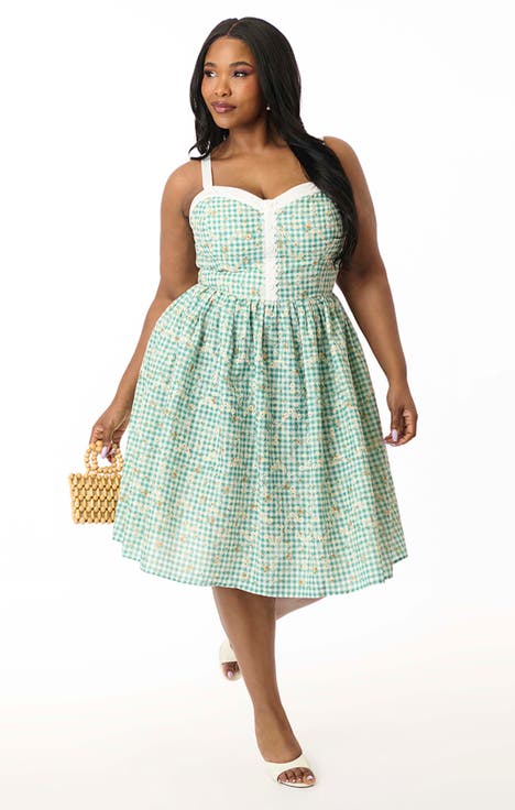 Plus Size 1950s Sleeveless Swing Dress